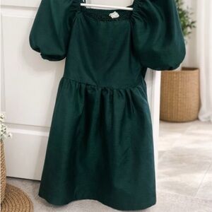 Charming Forest Green Kids Dress